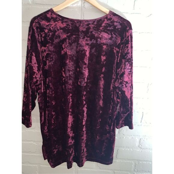 NWT Whimsigoth Velour Burgundy Lace Trim Tunic Top 2X - Picture 8 of 8